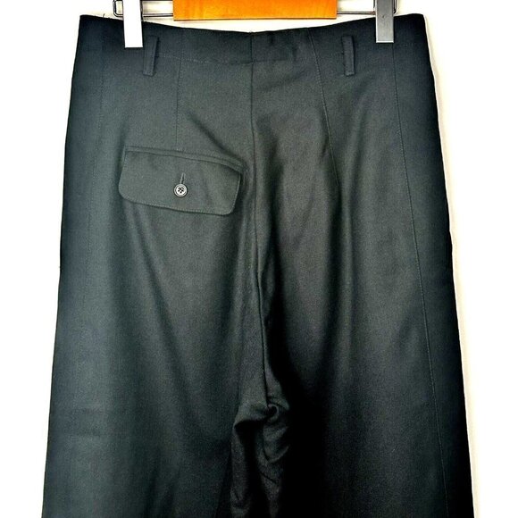 VTG X-L Hombre Wide Leg Wool Dress Pants Women L Black Pleated Zip Up Pockets - Picture 5 of 13
